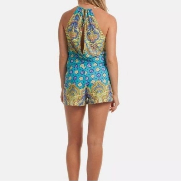 Trina Turk Blue and Green Patterned Halter Romper - Picture 5 of 5